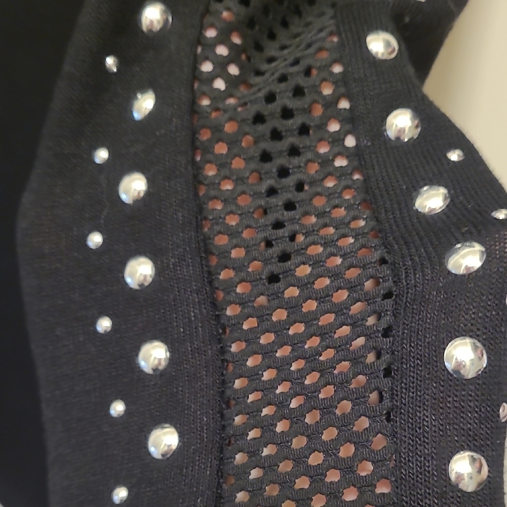 Belldini Black Long Sleeve Top with Studded Accents - Picture 4 of 7